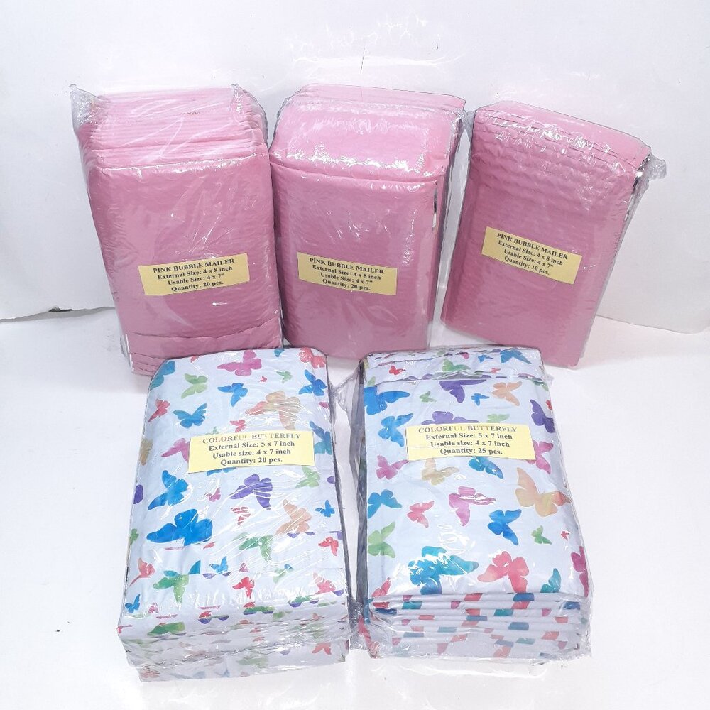 Pink Bubble mailer + Colorful Butterfly Mailer - 95 pcs total see listing